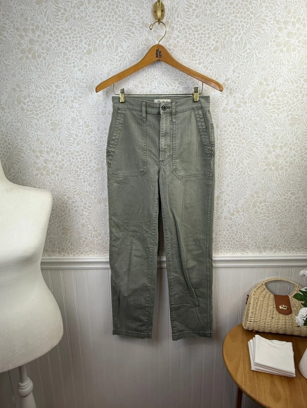 Madewell Dried Clover Green Griff Tapered Fatigue Cargo Pants - Size - 24